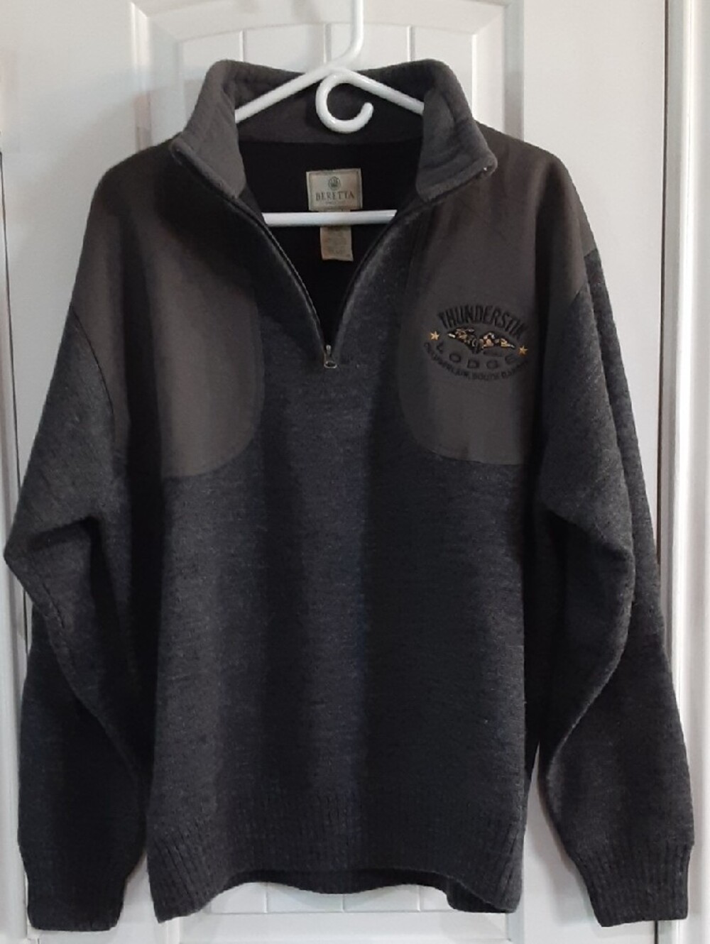 Beretta Wind Barrier 100% Wool 1/4 Zip Shooting Sweater Thunderstik Lodge Mens L